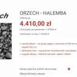 Zdjęcie przedstawia węgiel orzech w dużych bryłach, z ceną i opisem produktu.