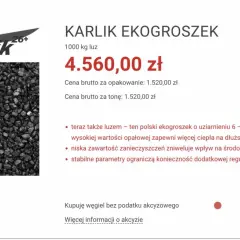 Karlik ekogroszek, polski węgiel o wysokiej wartości opałowej. Który ekogroszek lepszy Karlik czy Pieklorz? Karlik zapewnia ciepło na dłużej.
