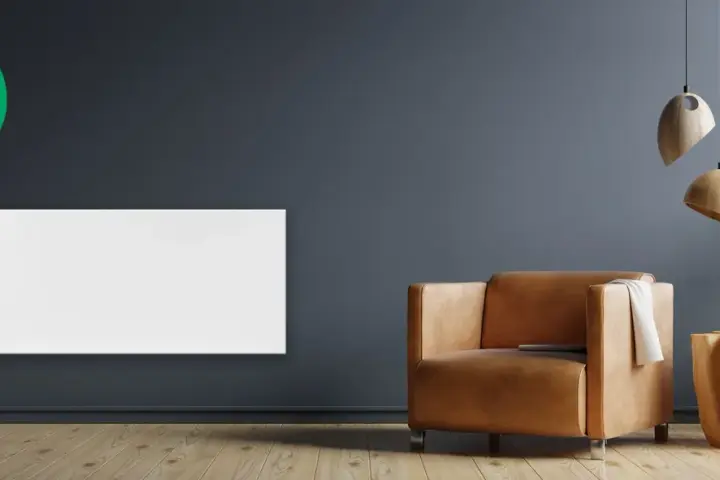 Nowoczesny grzejnik na podczerwień Heat Decor, który efektywnie ogrzewa wnętrze, a jego zużycie prądu jest niskie.